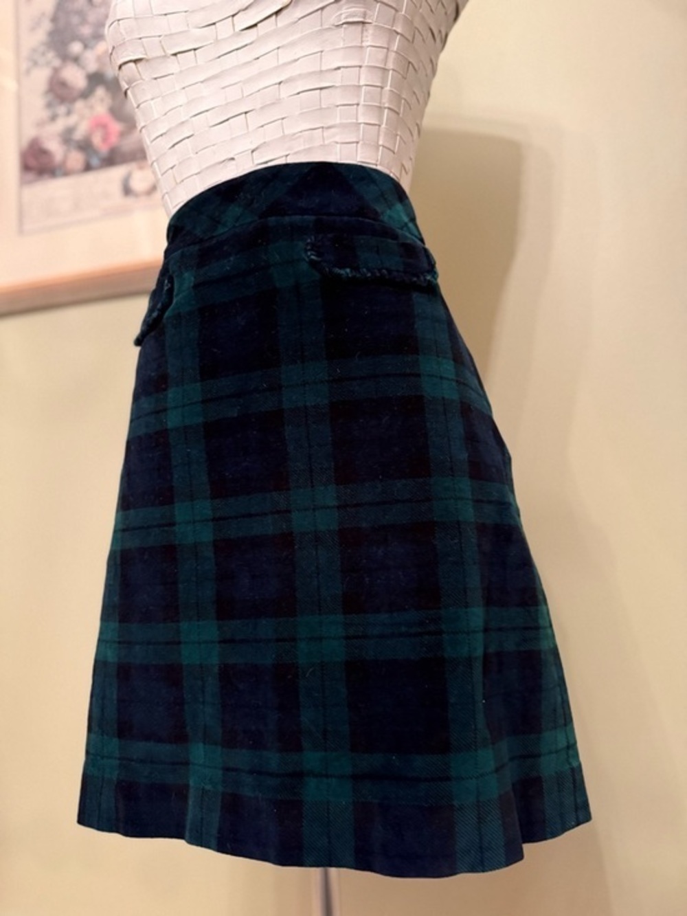 Talbots Black Watch Plaid  A-Line Skirt 4P Petite
